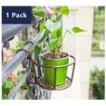 thumbnail image 4 of 8.7" Hanging Plant Holder Over The Rail Metal Fence Planters, Iron Hanging Baskets Flower Pot Holder for Patio Balcony Outdoor Plants  (Brown,1 Pack), 4 of 6