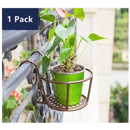 1 Pack Balcony Hanging Railing Planters Basket Art Flower Pot Holders Plant Iron Racks Fence Planters for Railings Metal Potted Stand Mounted  Flower Box Planter Hanging Steel Hanging Planters
