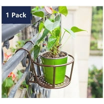 8.7"Round Iron Hanging Railing Planters,Iron Racks Fence Planters Flower Pot Holder, Over The Rail Flower Pot Holder for Balcony,Garden,Indoor and Outdoor (Brown)