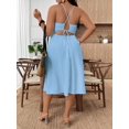 thumbnail image 5 of Plus Size Women Summer Solid Color Side Slit Hem Sexy Spaghetti Strap Dress, 5 of 10