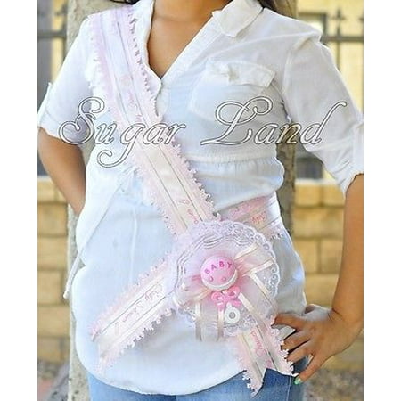 Handmade Baby Shower Favors - It's A Girl Sash Baby Shower Party Mother Mom To Be Pink Handmade Ribbon Favors