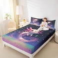 thumbnail image 3 of Erosebridal Boys Girls Kawaii Pink Axolotl Queen Sheet Sets 4 Pieces,Cartoon Stars Print Bed Set For Kids, 3 of 5