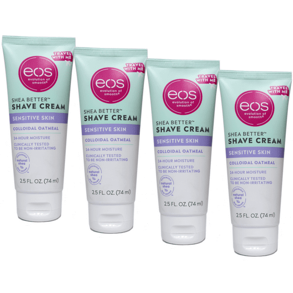 eos Shea Better Shave Cream for Sensitive Skin, Travel Size 2.5 fl oz Pack of 4