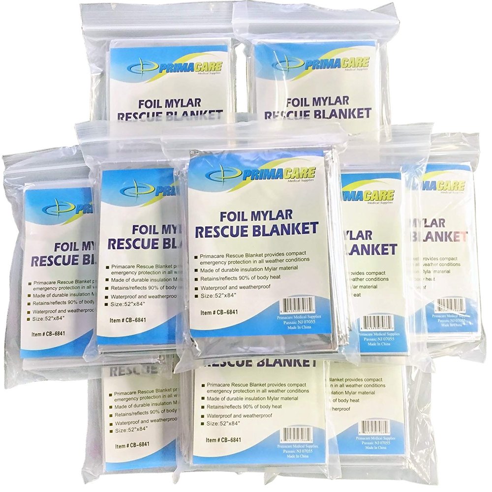 Primacare Hb10 Emergency Foil Mylar Thermal Blanket (Pack Of 10