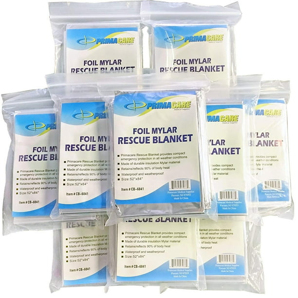 Primacare Hb-10 Emergency Foil Mylar Thermal Blanket (Pack Of 10)