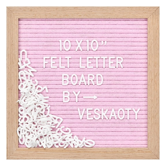 Pizarra de fieltro Veskaoty de 10 x 10 pulgadas con 294 letras, color rosa