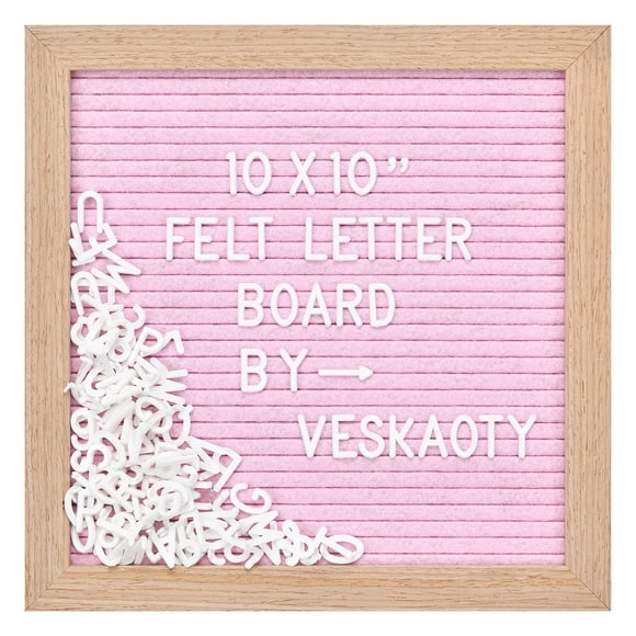 Pizarra de fieltro Veskaoty de 10 x 10 pulgadas con 294 letras, color rosa