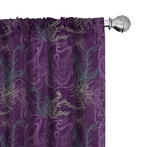 Ambesonne Octopus Curtains, Sea Wildlife, Pair of 28"x84", Dark Purple Pale Green