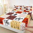 thumbnail image 4 of jejeloiu Western Cowboy Patchwork Pattern Queen Sheet Sets Kids,Retro Boho Farmhouse Print Bed Set,4 Pieces, 4 of 6