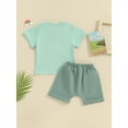 thumbnail image 5 of FEORJGP Toddler Baby 2 Piece Summer Outfits 0-3Y Kids Girl Boy Short Sleeve Shirt Crew Neck T-shirt Letter Print Tops and Elastic Shorts Set Infant Loose Casual Daily Cute Clothes, 5 of 9
