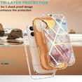 thumbnail image 2 of Allytechgroup for iPhone 16 Case, 3 Layers Protection Slim Lightweight Shockproof Soft TPU & Hard Back Protective Bumper Cover Marble Shell, F, 2 of 8