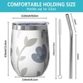 thumbnail image 5 of Floral 12oz Stainless Steel Insulated Wine Tumbler with Lid and Straw – Double Wall Vacuum Mug for Hot & Cold Drinks, 304 Steel Interior, Sweat-Free Design,Thanksgiving,Christmas, Spring,Flower, 5 of 5
