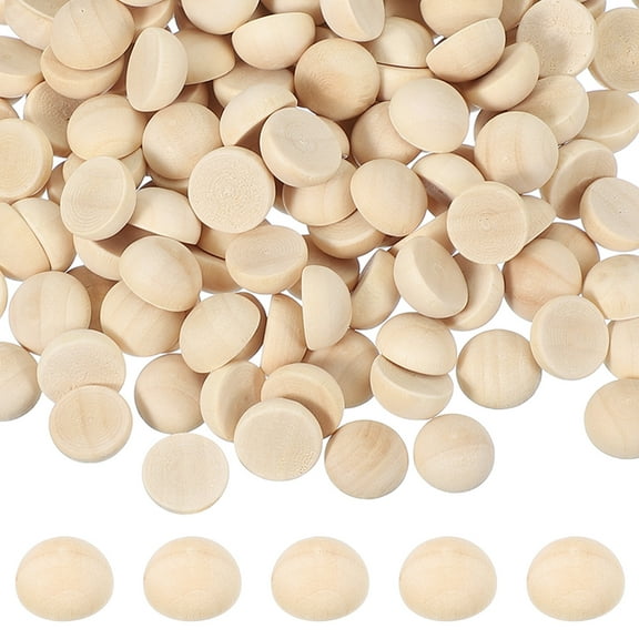 Uxcell 100 Pcs Half Wooden Beads, 0.5 Inch(12mm) Unfinished Natural Split Wood Balls, Wooden Half Sphere for Paint DIY Crafts Art Projects Party Decoration, Wood Color