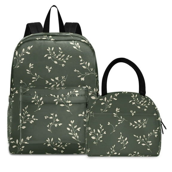 ALAZA Backpack Set Leaves Elementary School Bags Student BookBag with Lunch Bag