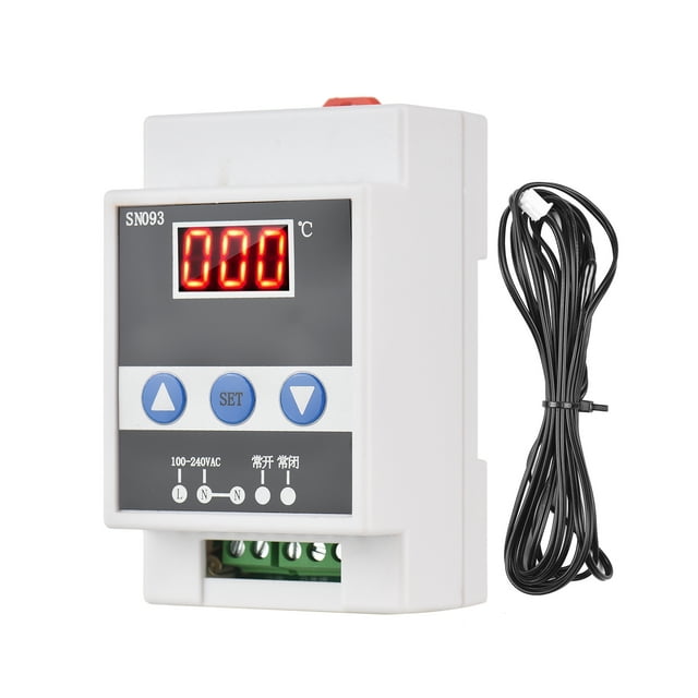 Amdohai Thermostat de Rail 110-240V Contrôleur de Température Unidirectionnel LED Interrupteur de Contrôle de Température Numérique Température Constante Réfrigération Refroidissement et Chauffage avec Sonde de Goutte d'Eau