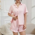 thumbnail image 6 of vdgthytj Womens 2 Piece Pajama Set Casual Short Sleeve Button down Shirts and Ruffle Shorts Set Sleepwear Pjs, 6 of 9