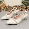 thumbnail image 5 of Viluyesy Women's Dress Shoes, Low Heels Pearls Pointed Toe Elegant Slingback Office Wedding Sandals White 8.5, 5 of 9