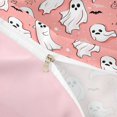 thumbnail image 4 of Homewish Cartoon Halloween Ghost Bedding,Spider Web Bat Pattern Duvet Cover Full,Blush Pink White,Pink Reversible,3 Pieces,1 Duvet Cover and 2 Pillowcases, 4 of 6