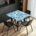 thumbnail image 2 of FKELYI Square Fitted Table Cover Elastic Tablecloth Blue Hibiscus Flower Print Stretch Fabric Removable Card Tables Top Cover for Dining Kitchen Home Party, 36x36 inch, 2 of 6