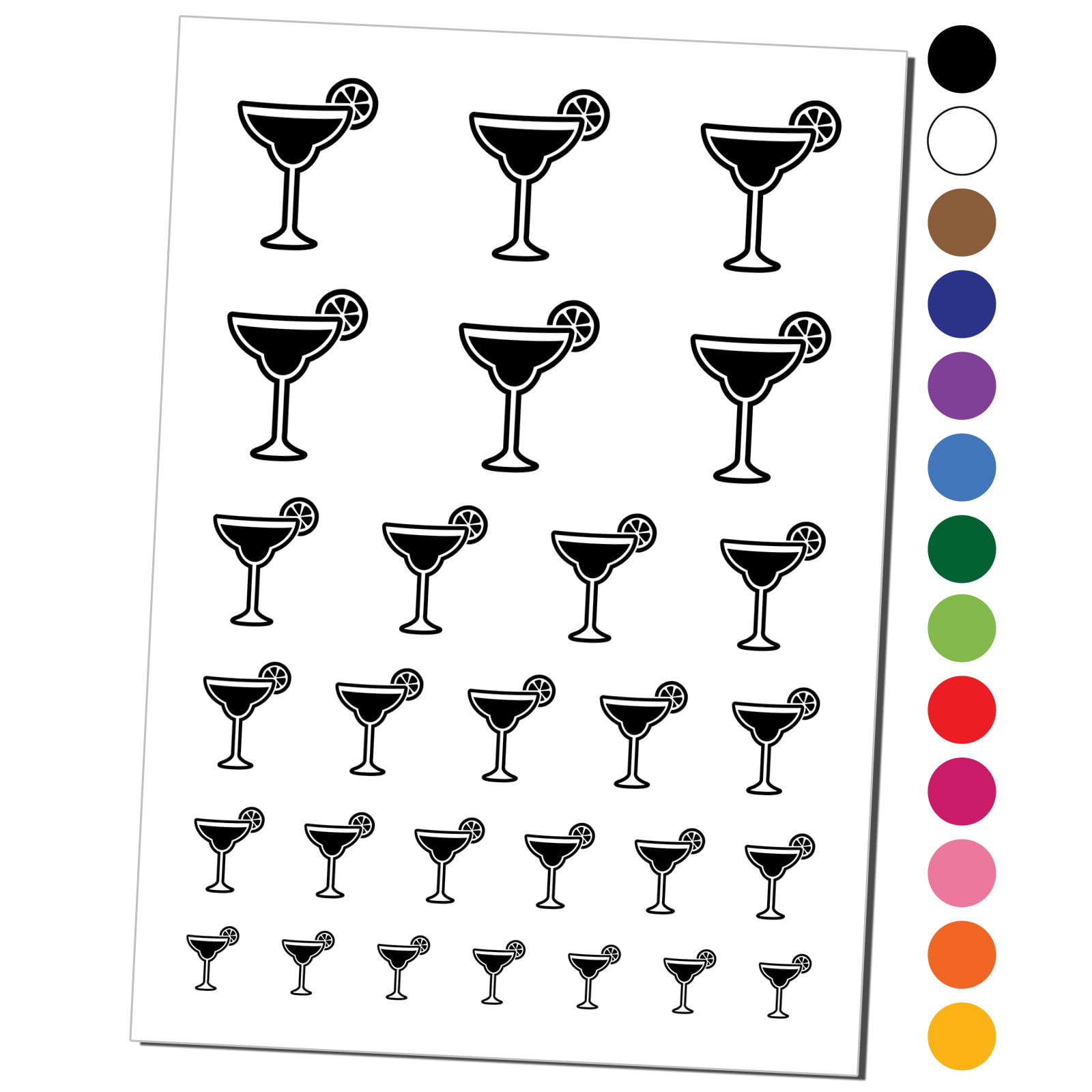 Margarita Cocktail with Lime Water Resistant Temporary Tattoo Set Fake Body  Art Collection - Purple 