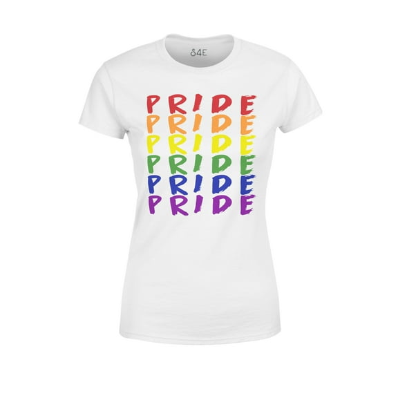 S4E Women's Pride Gay LGBTQ Rainbow T-Shirt Large White