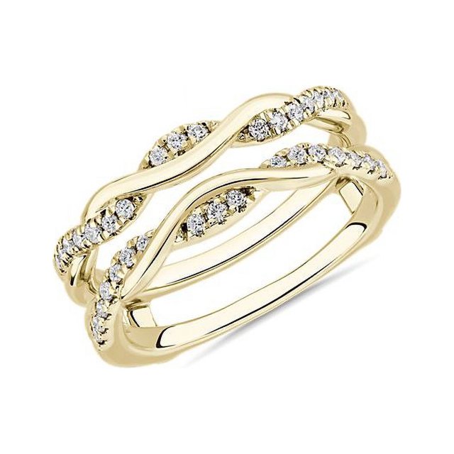 0,20 Ct T.p. Rond Véritable Diamond Superbe Alliance Éternité pour Femmes en Or Jaune Massif 14K Taille 3,5