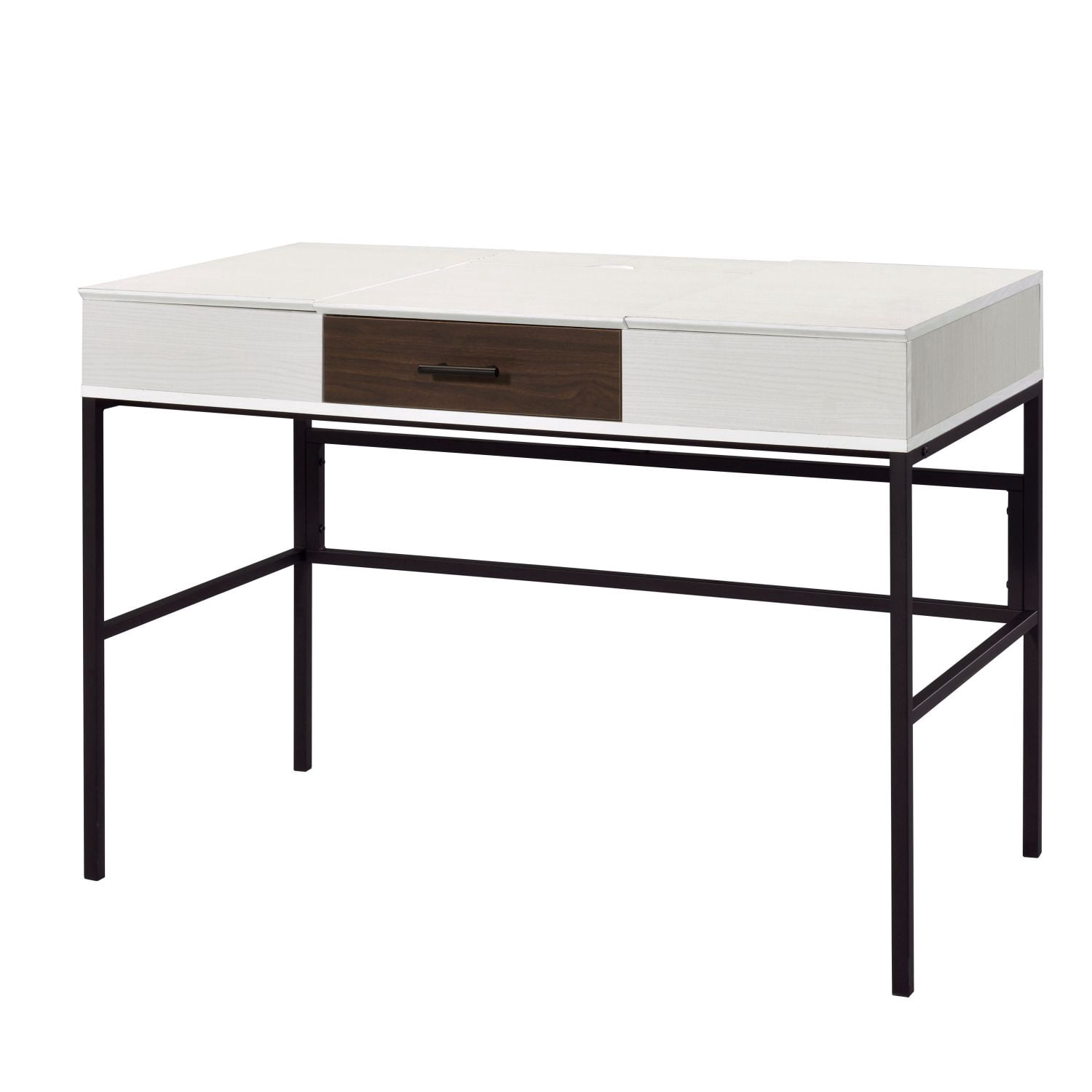 Writing Desk with Built-In USB Port and Storage Drawer, 42 in Home Office Desk with Side Metal Glides, Industrial Style Computer Desk for Office and Study
