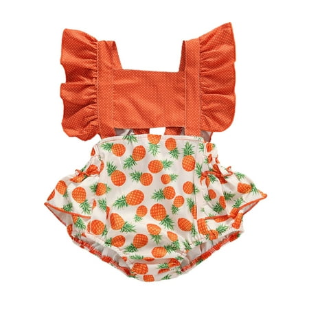 

Infant Baby Girls Boys Rompers Print Ruffles Short Sleeve Jumpsuit