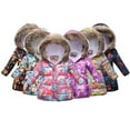 thumbnail image 3 of LYMAYTER Girls Kids Hooded Jacket Toddler Mid-Length Cotton Outerwear Baby Printed Long Sleeve Coat for 3-12 Years, 3 of 8