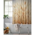 thumbnail image 2 of Split Shower Curtain for Transfer Bench, Wild Plant Fabric Shower Curtains for Bathroom, Vintage Botanical Leaves Yellow Tub Sliding Transfer Bench Waterproof Bath Curtains 72"x72", 2 of 9