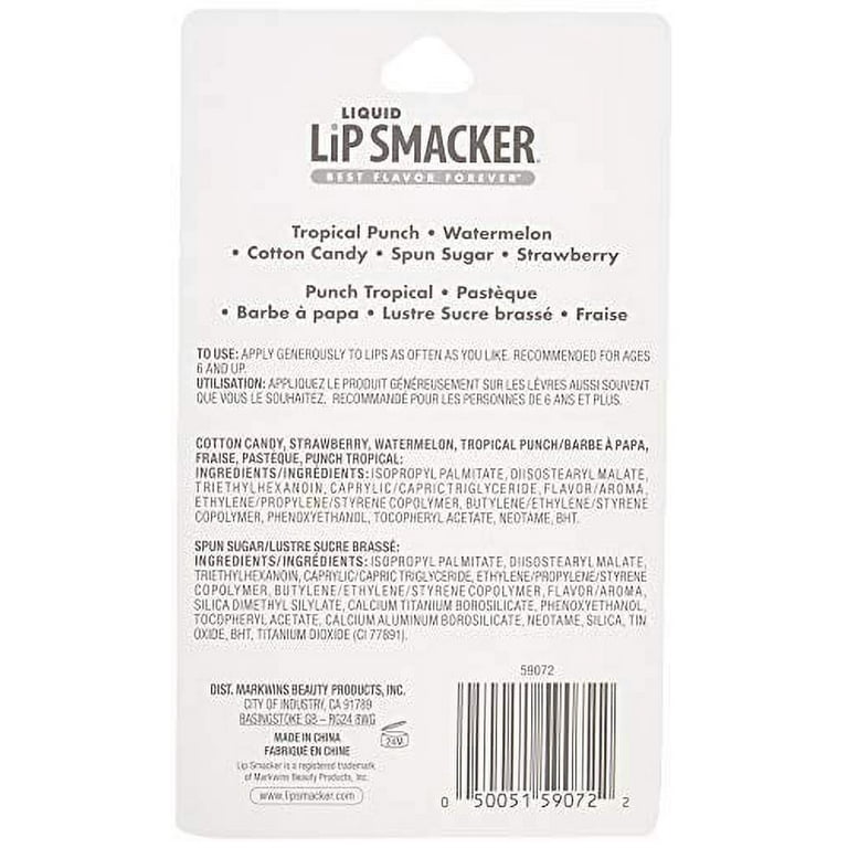 Lip Smacker Liquid Flavored Lip Gloss Friendship Pack |Tropical Punch,  Watermelon, Cotton Candy, Sugar, Strawberry | Stocking Stuffer | Christmas