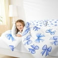 thumbnail image 4 of Feelyou Cartoon Cute Bow Full Size Comforter Sets for Kid, Princess Ribbon Bedding Comforter Set, Kawaii Blue Bowknot Reversible Bedding Sets, Luxury Bedroom Decor, 3 Pieces, 4 of 8