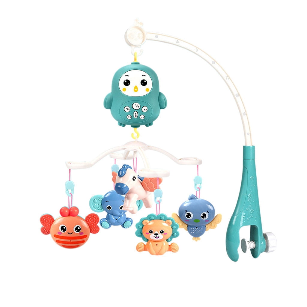LEFTHIGH Home Home Crib Mobile with Remote Control Music Bed Rattle Decor Arm Movement Soothing Light for