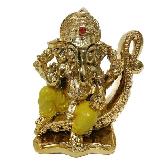 Ganesh in Yellow with Gold Finish Figurine