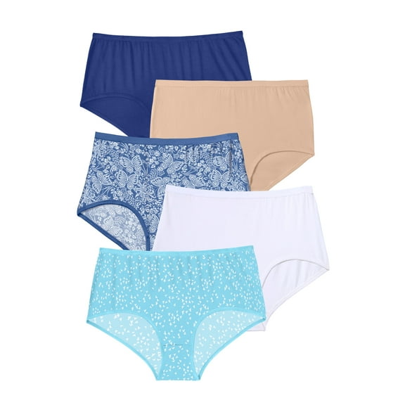 Comfort Choice Plus Size Full Coverage Stretch Cotton Brief 5-Pack