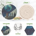 thumbnail image 4 of Yayeee 6 PCS Drink Coasters with Holder Set Woven Absorbent Round Tabletop Hot Pad, Blue Planet, 4 of 7