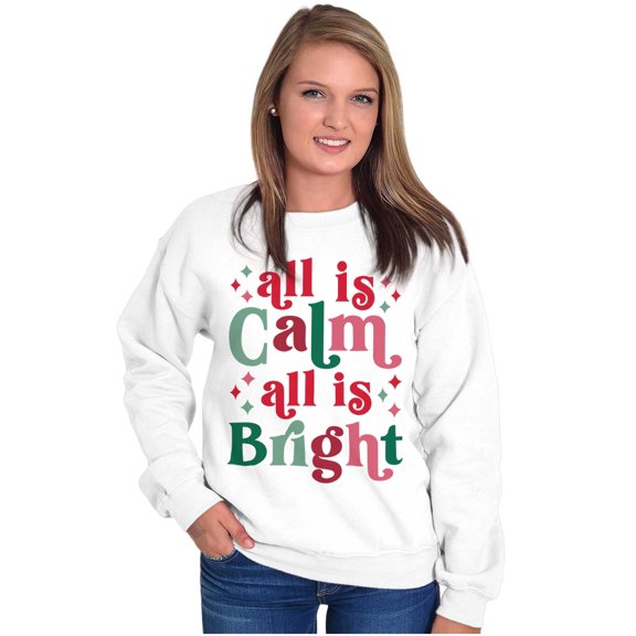 Christmas All Is Calm Song Lyric Women Crewneck Sweatshirt Brisco Brands S