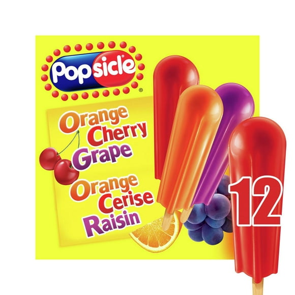 Popsicle Ice Pops Orange, Cherry & Grape, 12 bars x 48 ml