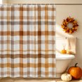 thumbnail image 3 of Brown Checked Shower Curtain, Waterproof Shower Curtains for Bathroom, Watercolor Coffee Buffalo Plaid Washable Fabric Bathtub Curtain Set Bath Decor with 12 Hooks Extra Long 72"x96", 3 of 8