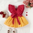 thumbnail image 3 of Gupgi Toddler Girl Contrast Color Dress Ruffle Sleeve Pleated Backless A-line Dress 0-4Y, 3 of 6