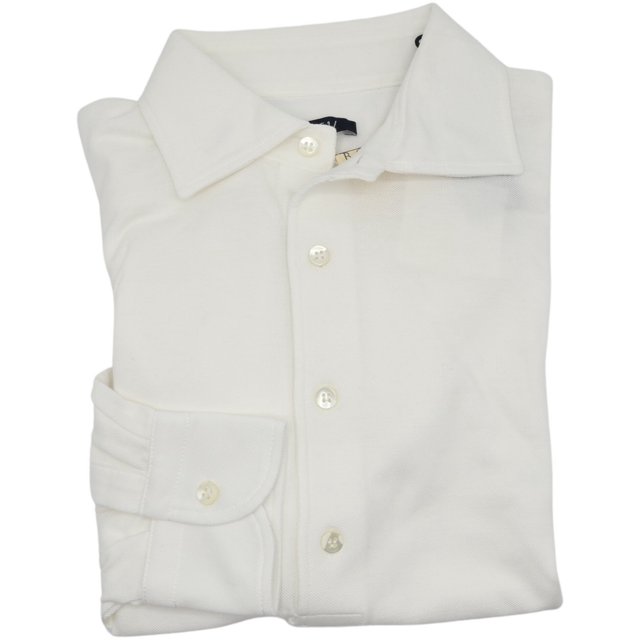 04651/ Men's White POPOVER OXFORD PIQUE Polo - M