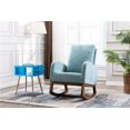 thumbnail image 1 of Rocking Chair, High Backrest Upholstered Velvet Accent Armchair with Rubber Wood Legs and Side Pocket, Comfy Glider Rocker Chair for Living Room and Bedroom, Light Blue, 1 of 7