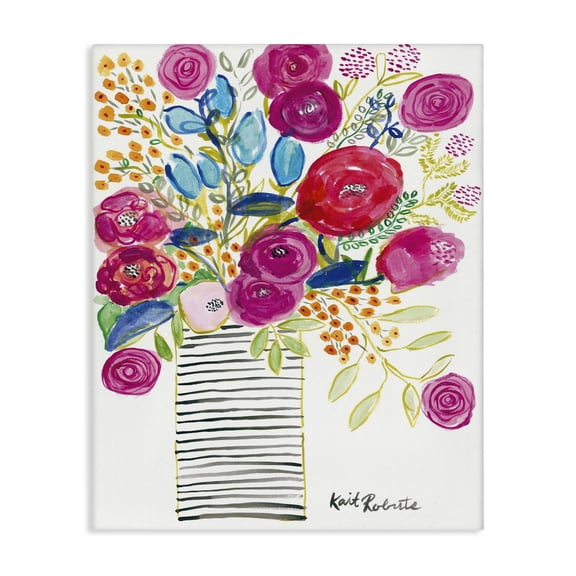 Stupell Industries Eclectic Pink and Blue Flower Drawing Canvas Art, 16 x 20, by Penny Lane Publishing