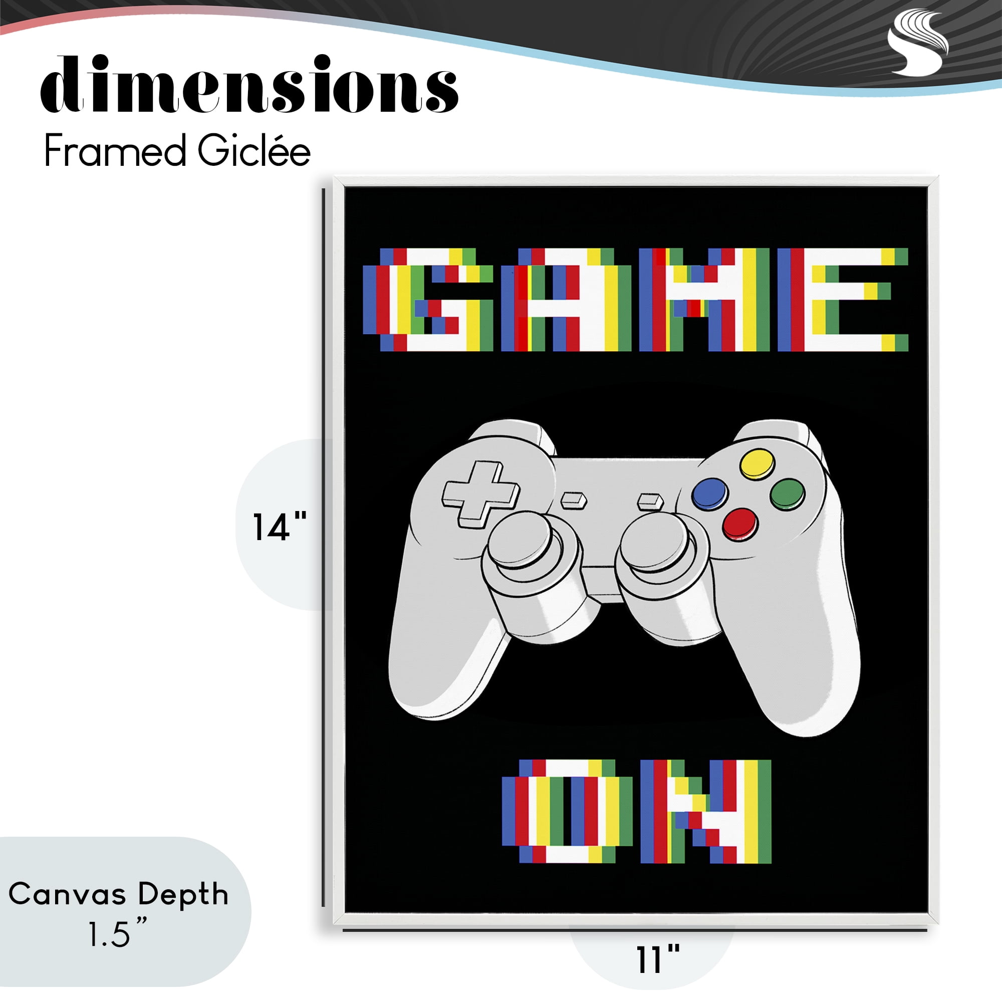 Stupell Industries Colorful Digital Game On White Framed Giclee Art, design by Marcus Prime