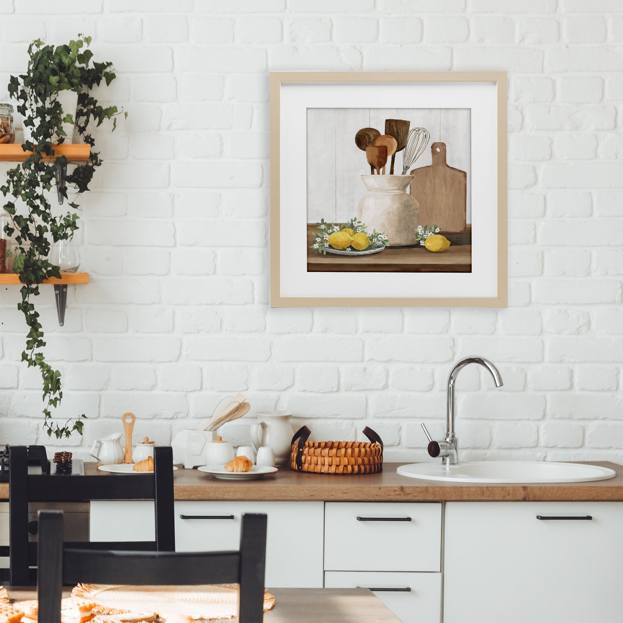 Stupell Industries Country Kitchen & Lemons Birch Framed Print Under Glass, design by White Ladder