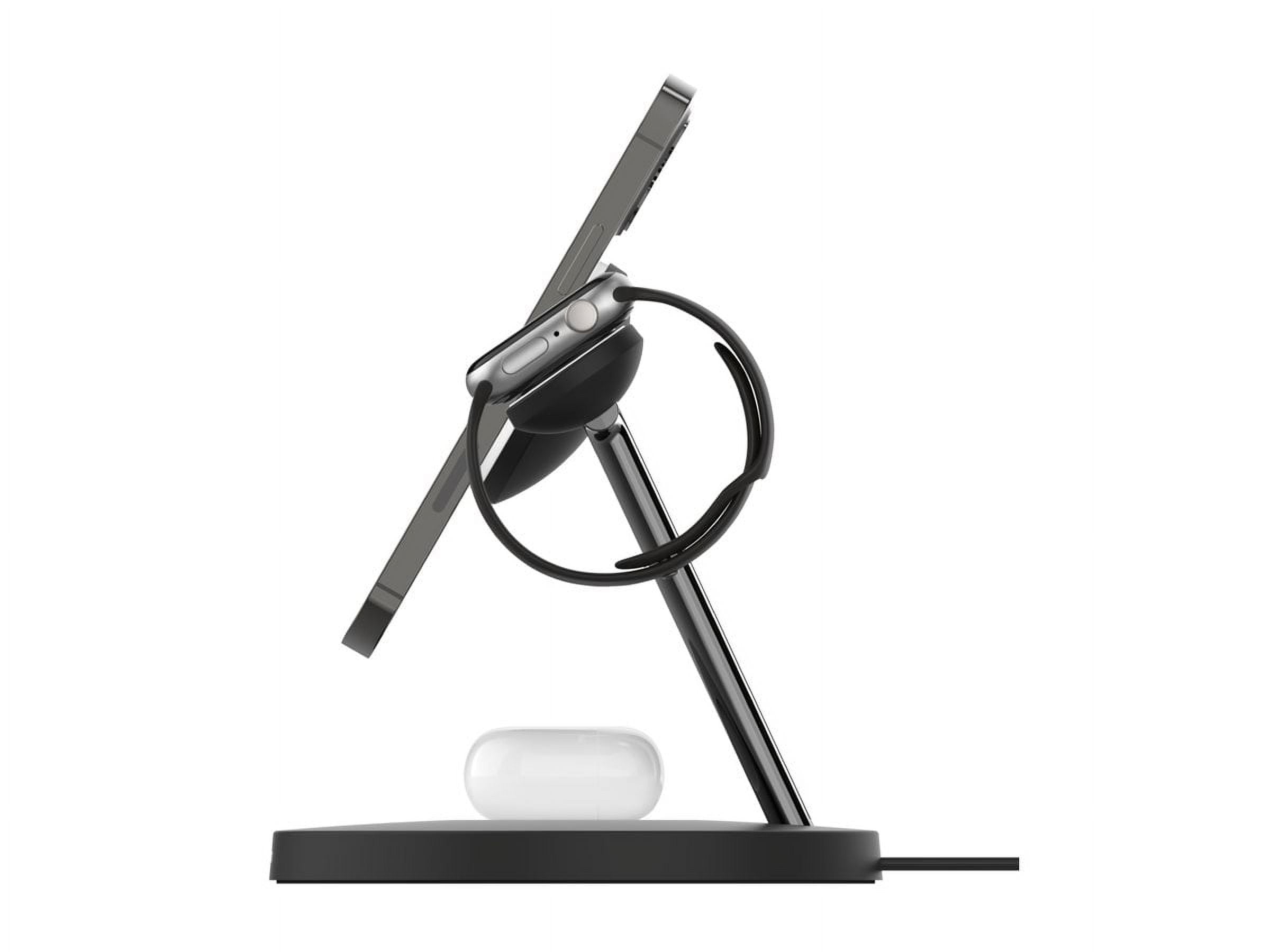 Restored Belkin MagSafe 3-in-1 Wireless Charging Stand (Older 2021 Release) for Apple Watch, iPhone Series, AirPods, Black (Refurbished)
