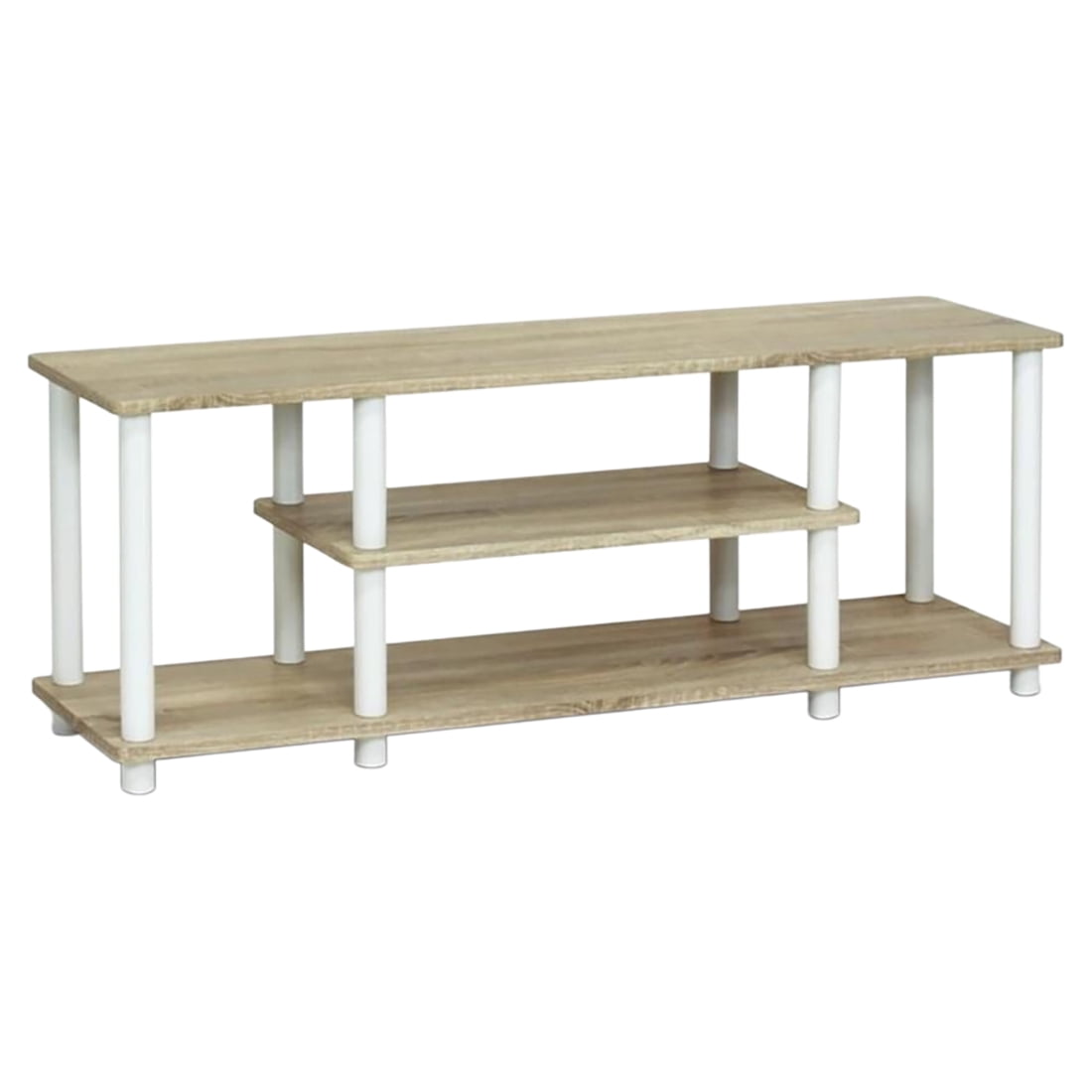 Furinno Turn-N-Tube No Tool 3-Tier Entertainment TV Stands, Oak/White