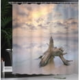thumbnail image 4 of Ambesonne Digital Shower Curtain, Sunrise on Sandy Beach, 69"Wx84"L, Yellow and Tan, 4 of 5