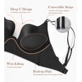 thumbnail image 5 of Exerin Women's Plunge Backless Bra Underwire Push Up Padded Multiway Low Back Bras(34C,Black), 5 of 7