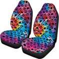 thumbnail image 2 of Uourmeti Colorful Heart-Shaped Paw Print Pattern Car Accessories Set Stretchy Car Seat Covers, Comfortable Driving Compatible with Cars Truck, 2 of 4